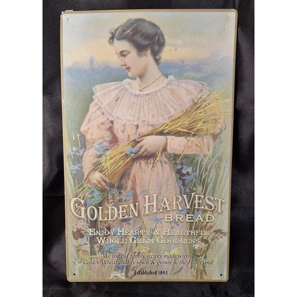 Golden Harvest Bread Vintage Style Tin Sign Ohio Wholesale Farmhouse Wall Decor